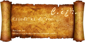 Cziráki Áron névjegykártya