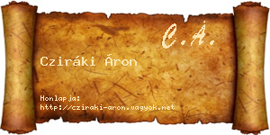Cziráki Áron névjegykártya